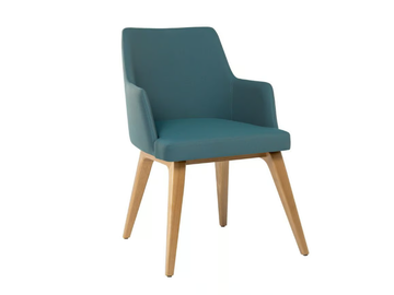 AMA PO01 - Leather chair with armrests and beeach base by New Life - view 2